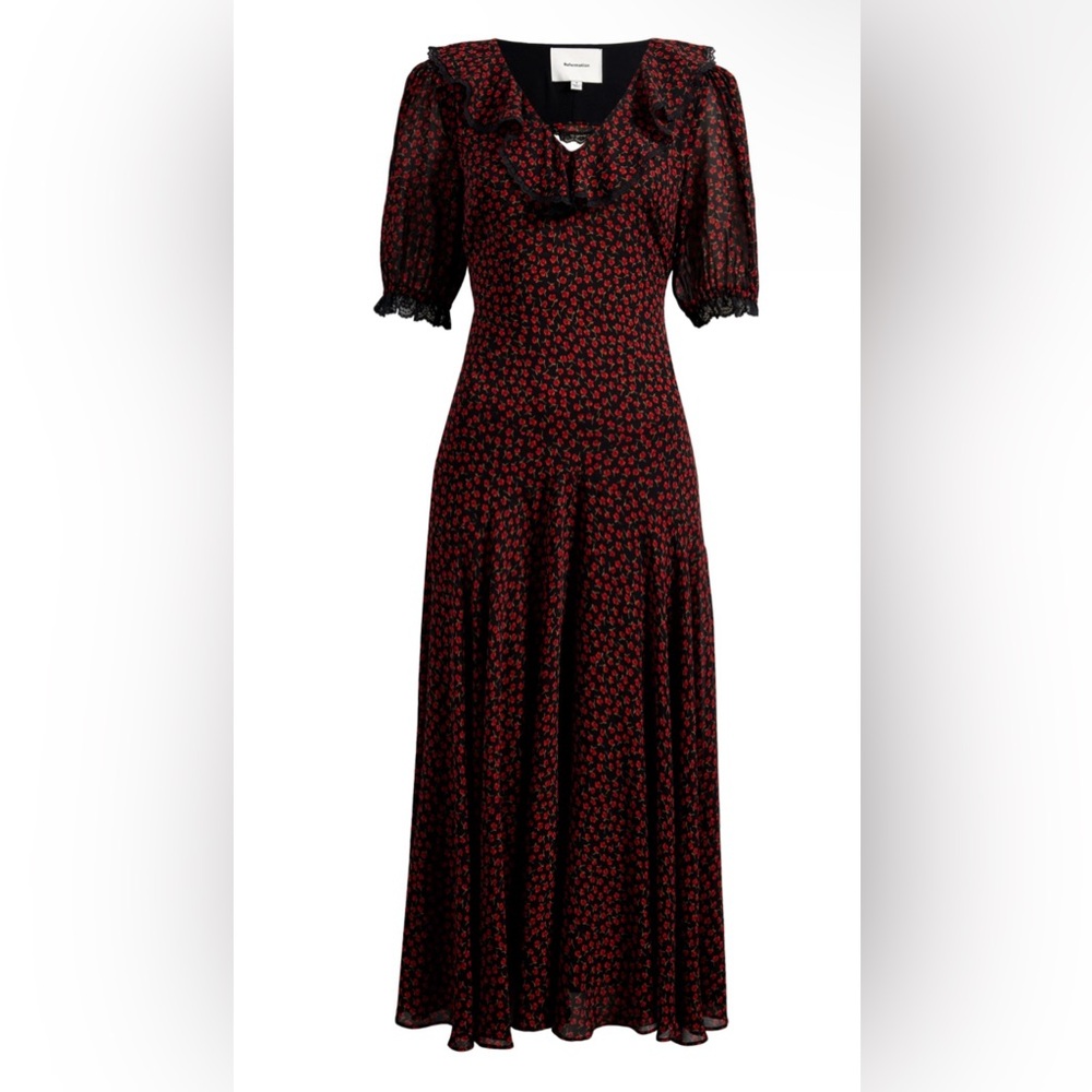 REFORMATION Evra Lace Trim Maxi Dress
